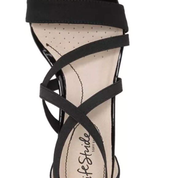 Like New LIFESTRIDE Yolanda Strappy Sandals, Black Fabric, 11M - Picture 11 of 11